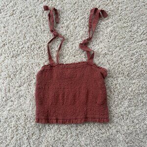 Abercrombie crop ruched tie strap tank